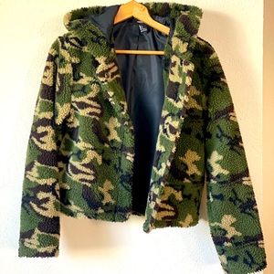 Camouflage teddy jacket